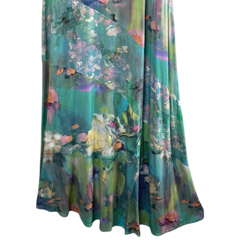 ❌SOFT SURROUNDINGS Sleeveless Santiago Maxi Dress Watercolor Style Print, Medium - Picture 9 of 12